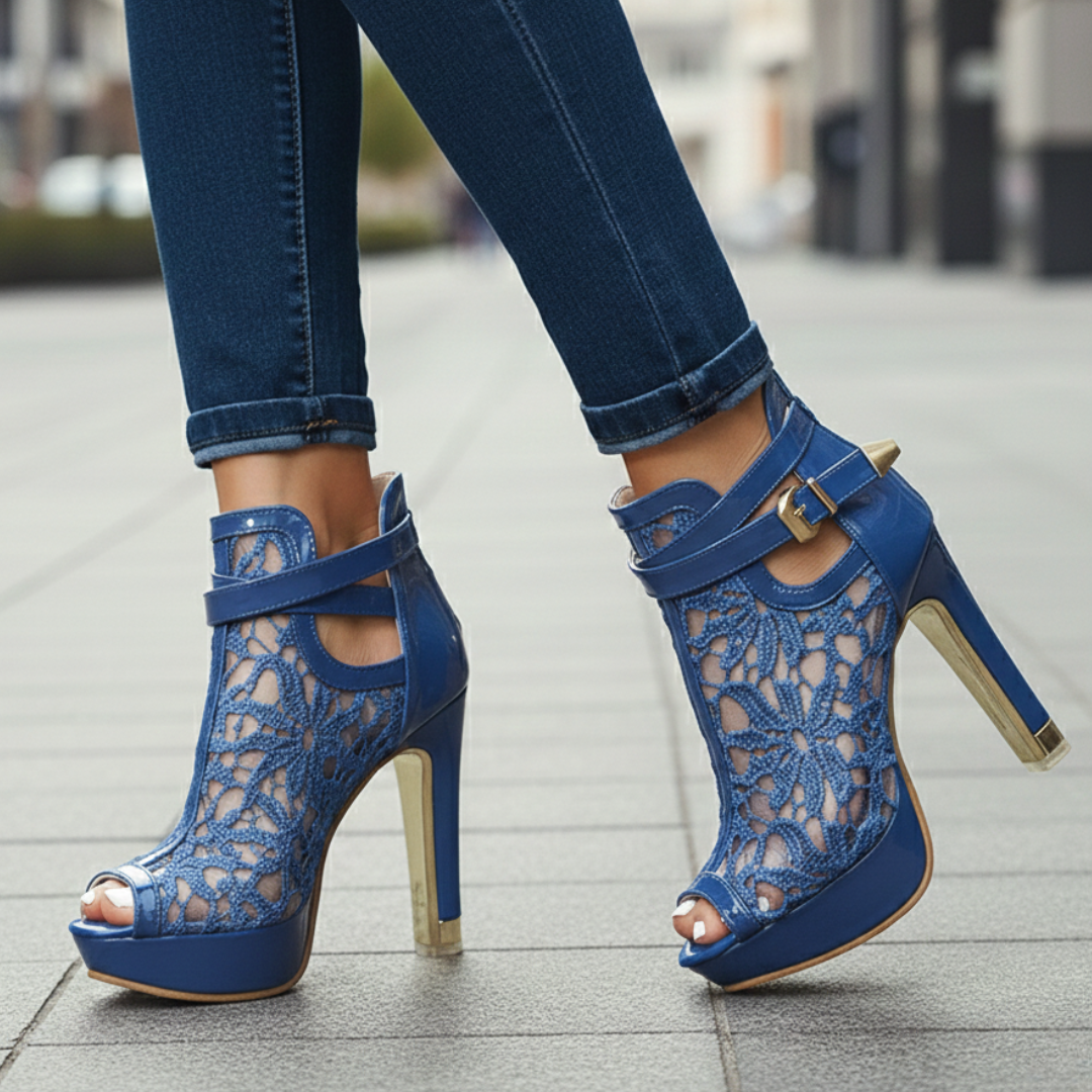 Women's Premium Leather Lace Heels Corvine