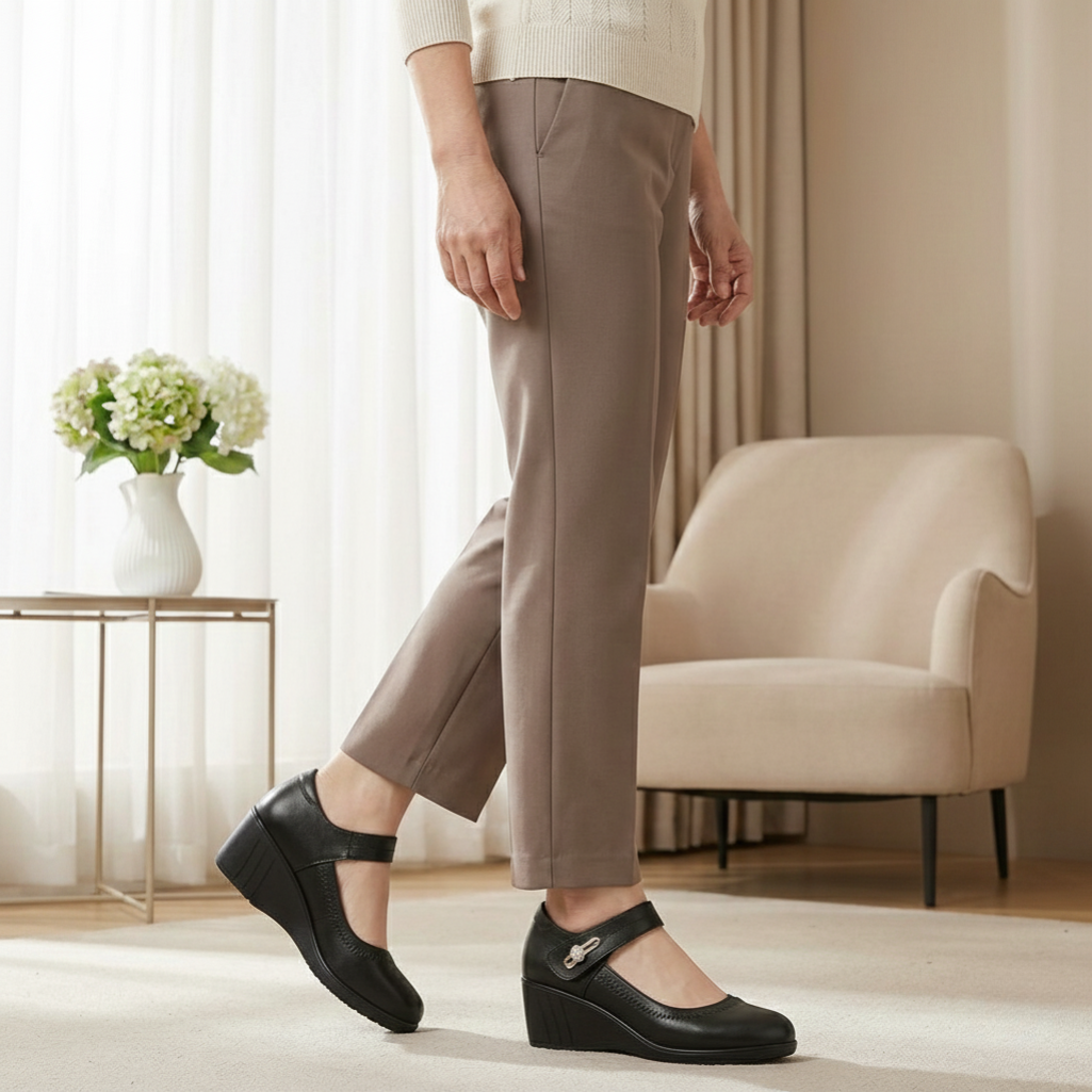 Women's Premium Leather Mid-Heel Comfort Shoes Corvine