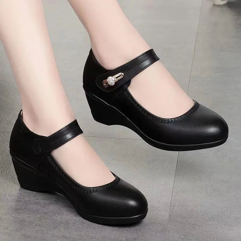 Women's Premium Leather Mid-Heel Comfort Shoes Corvine