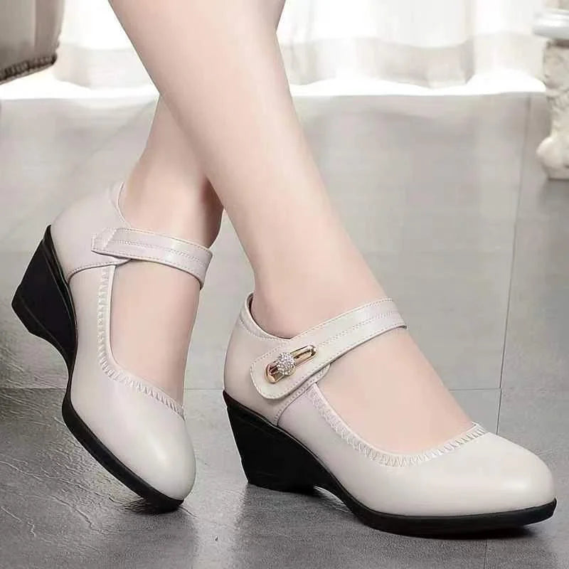 Women's Premium Leather Mid-Heel Comfort Shoes Corvine