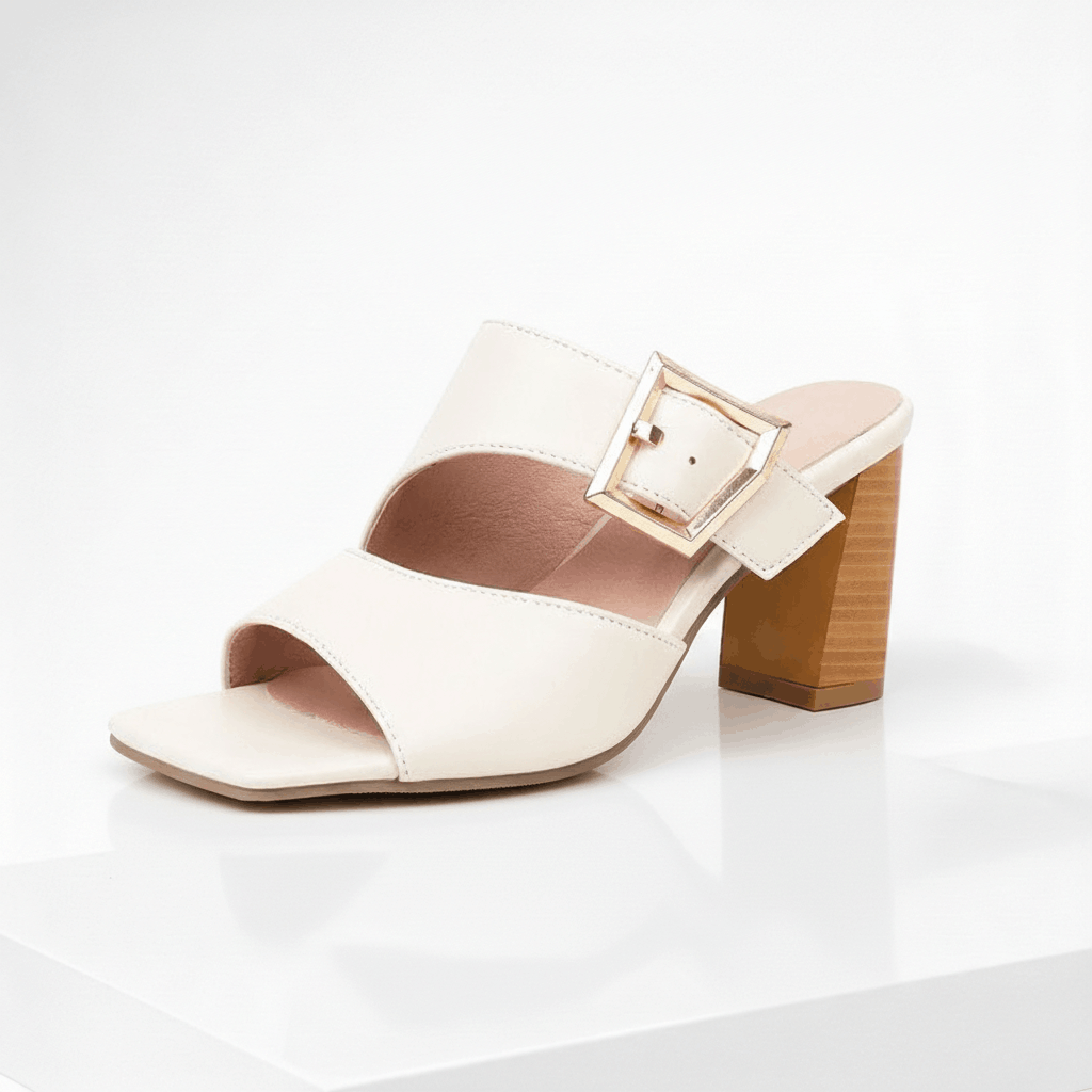 Women's Premium Leather Open-Toe Block Heel Sandals Corvine