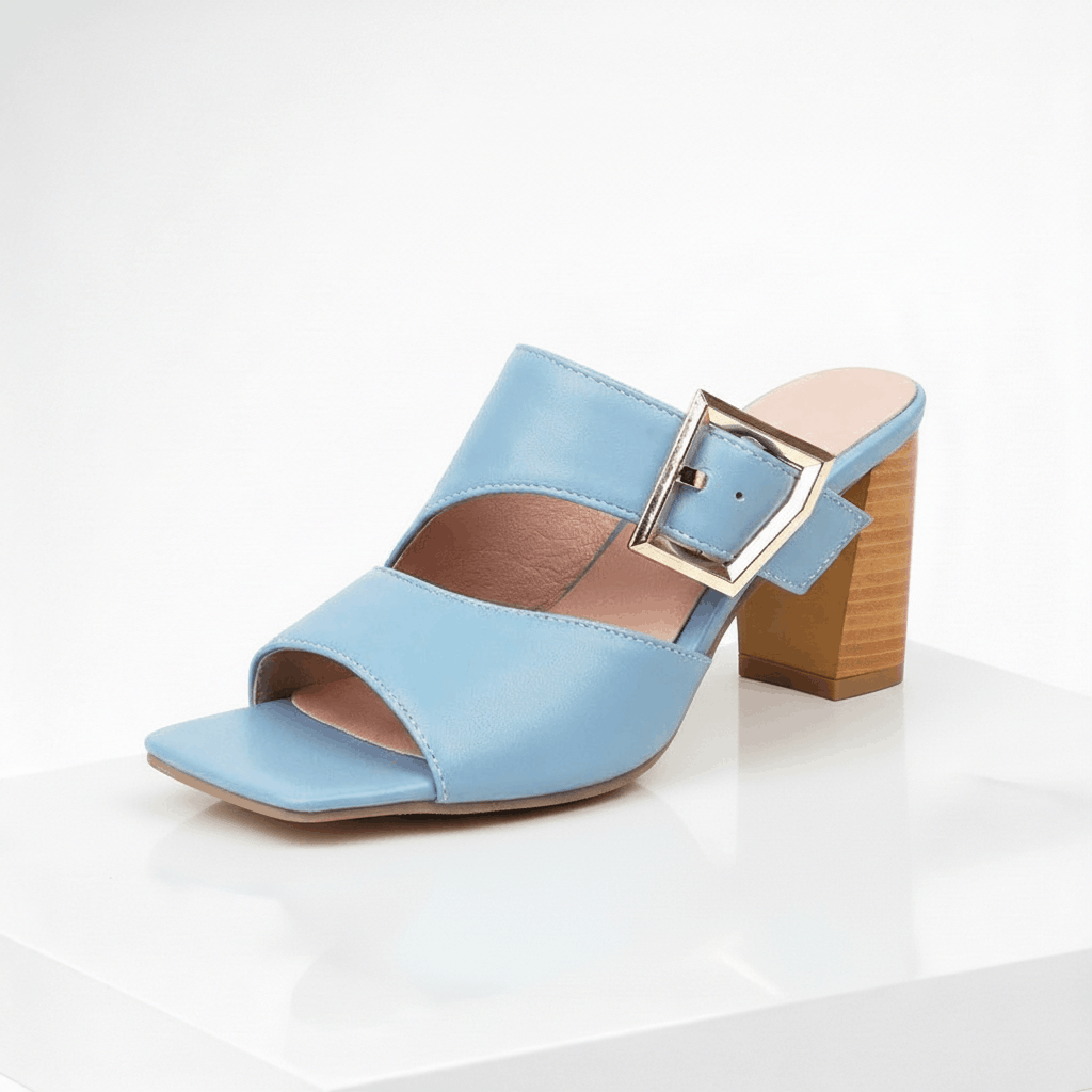 Women's Premium Leather Open-Toe Block Heel Sandals Corvine