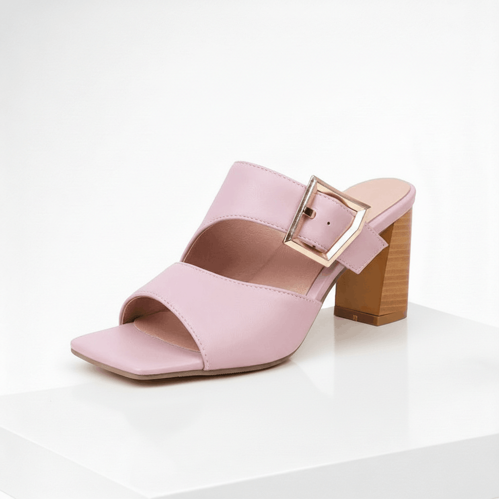 Women's Premium Leather Open-Toe Block Heel Sandals Corvine