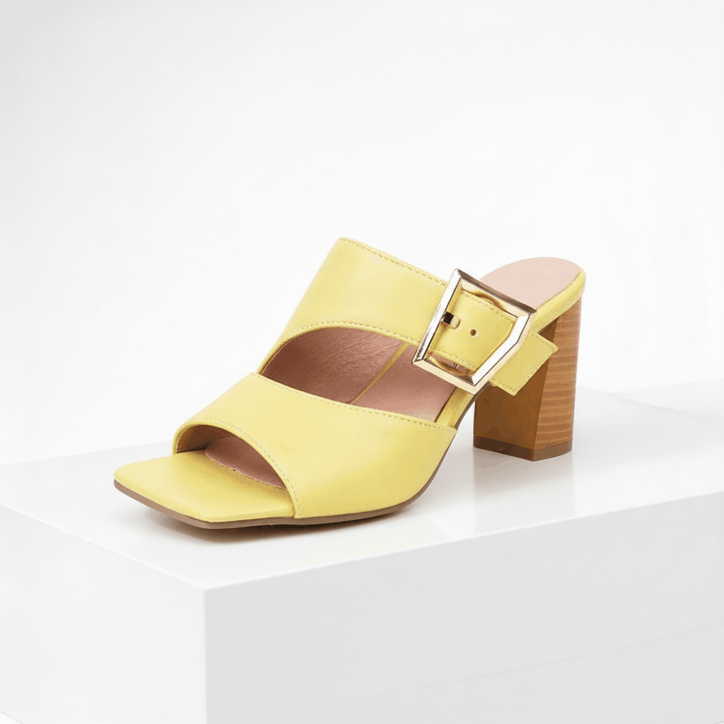 Women's Premium Leather Open-Toe Block Heel Sandals Corvine