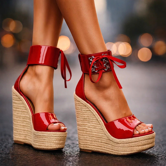 Women's Premium Leather Platform Heels Corvine