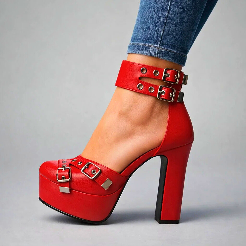 Women's Premium Leather Platform Heels Corvine