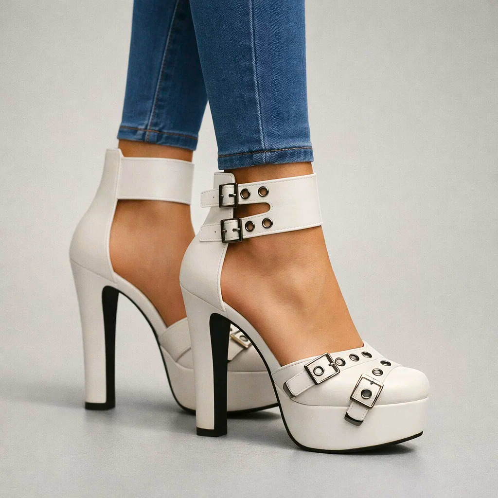 Women's Premium Leather Platform Heels Corvine