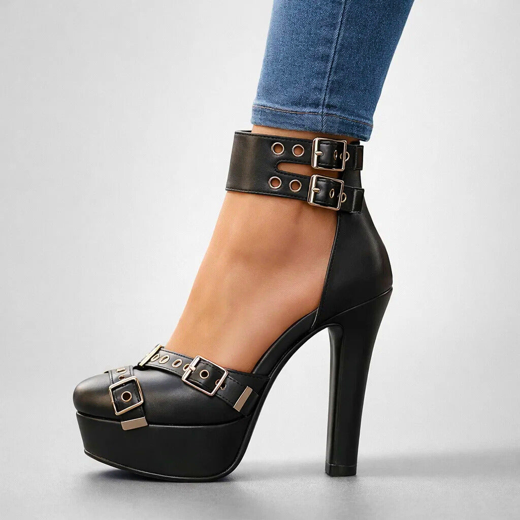 Women's Premium Leather Platform Heels Corvine