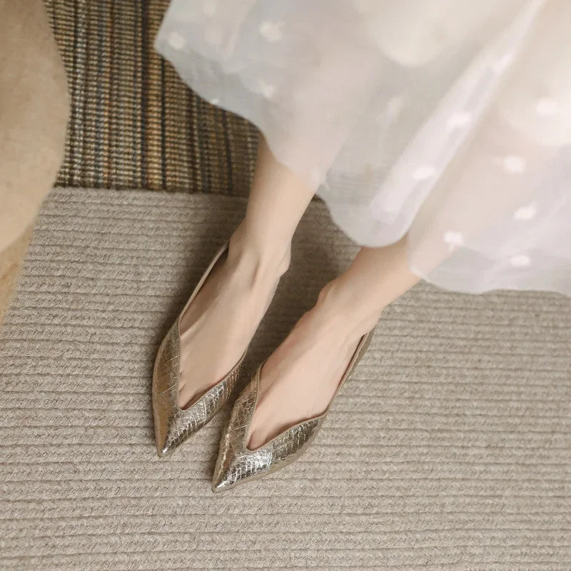 Women's Premium Leather Pointed Ballet Flats Corvine