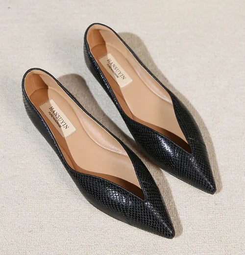 Women's Premium Leather Pointed Ballet Flats Corvine