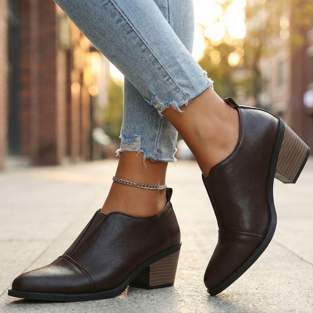 Women's Premium Leather Pointed Toe Heels Corvine