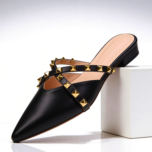 Women's Premium Leather Pointed Toe Mules Corvine