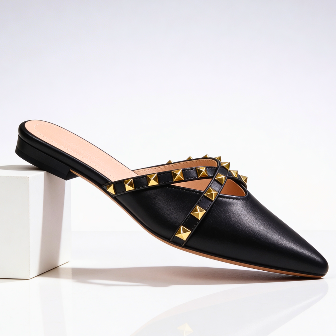 Women's Premium Leather Pointed Toe Mules Corvine