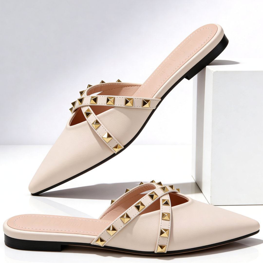 Women's Premium Leather Pointed Toe Mules Corvine