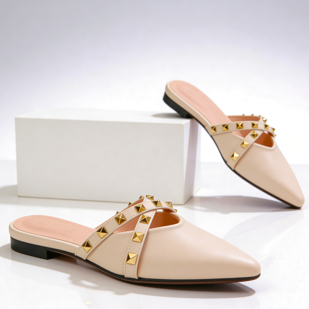 Women's Premium Leather Pointed Toe Mules Corvine