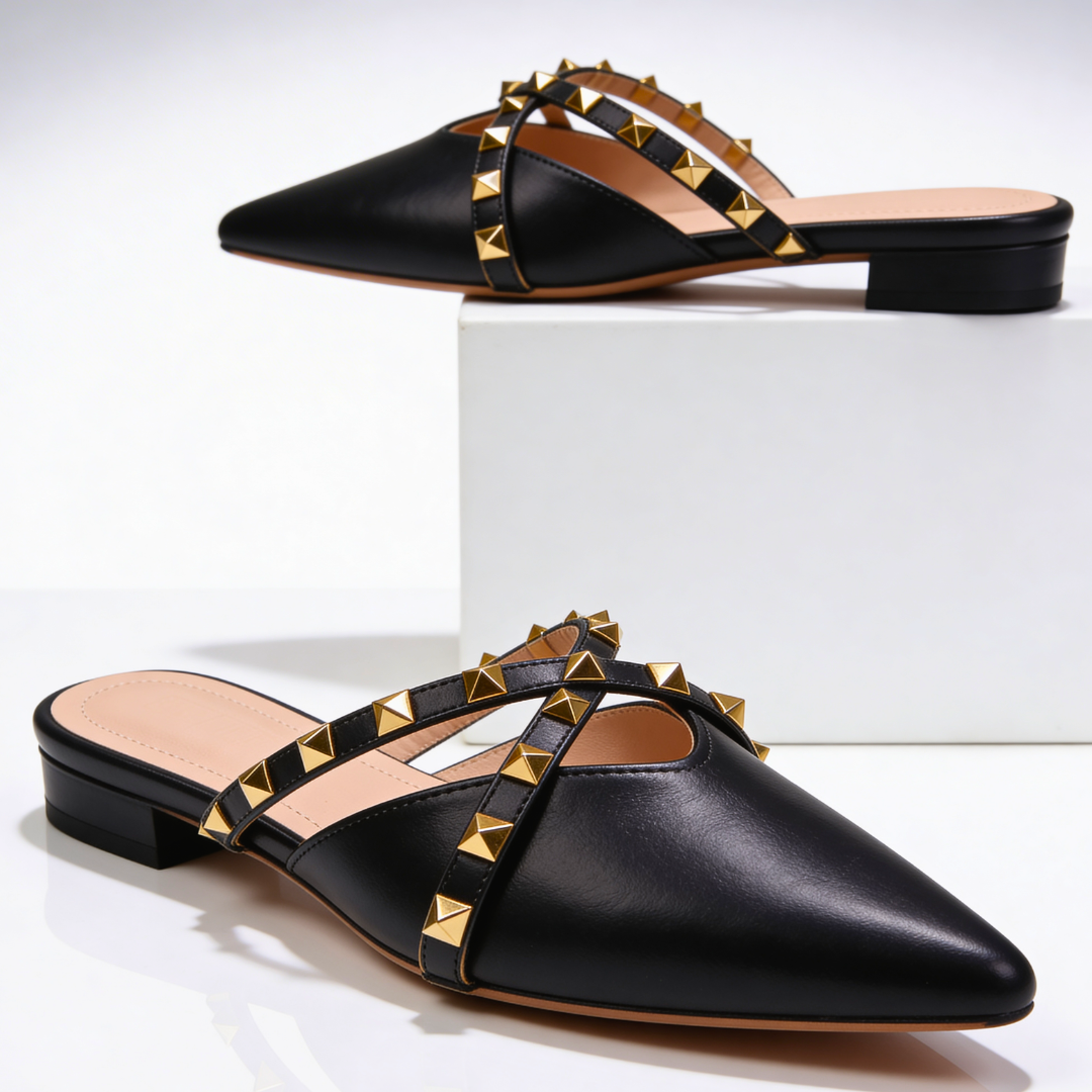 Women's Premium Leather Pointed Toe Mules Corvine