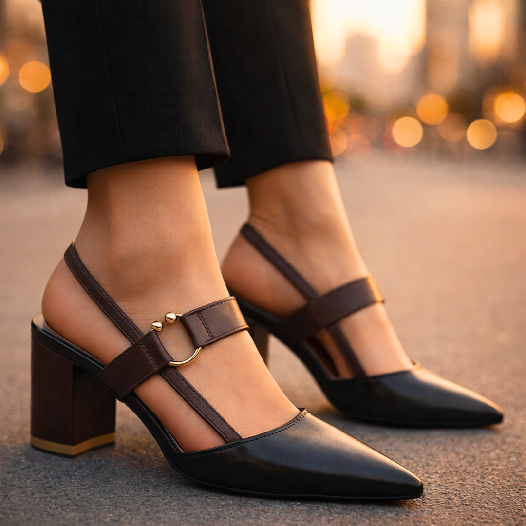 Women's Premium Leather Pointed Toe Slingback Heels Corvine