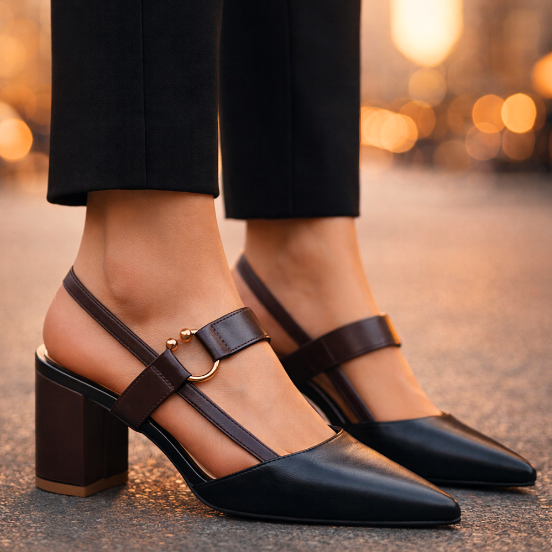 Women's Premium Leather Pointed Toe Slingback Heels Corvine