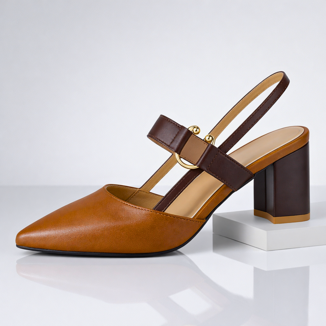 Women's Premium Leather Pointed Toe Slingback Heels Corvine