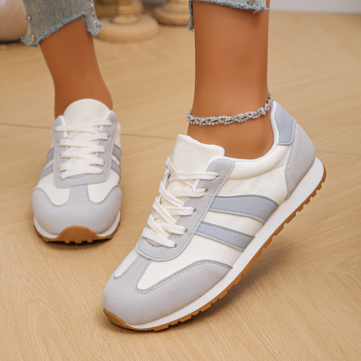Women's Premium Leather Retro Trainers Corvine