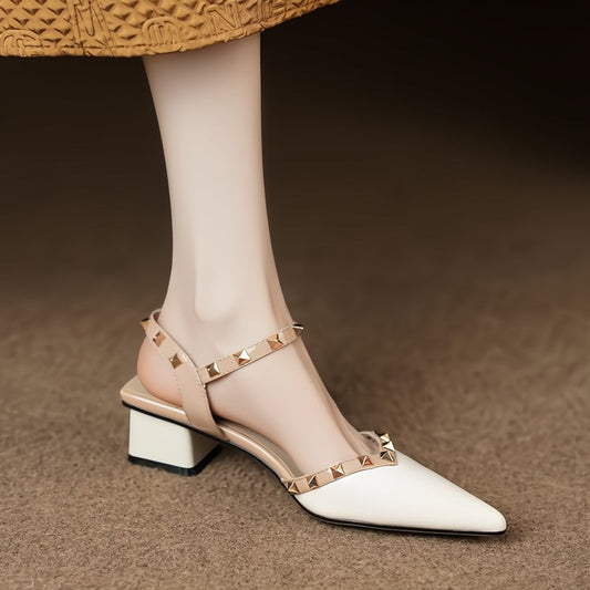 Women's Premium Leather Rivet Heels Corvine
