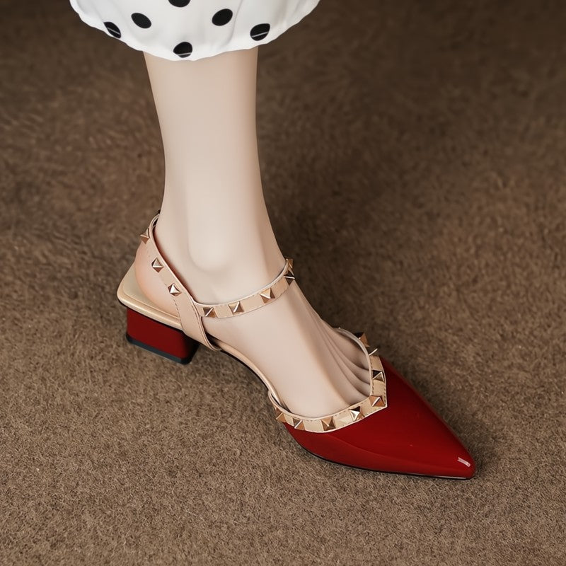 Women's Premium Leather Rivet Heels Corvine