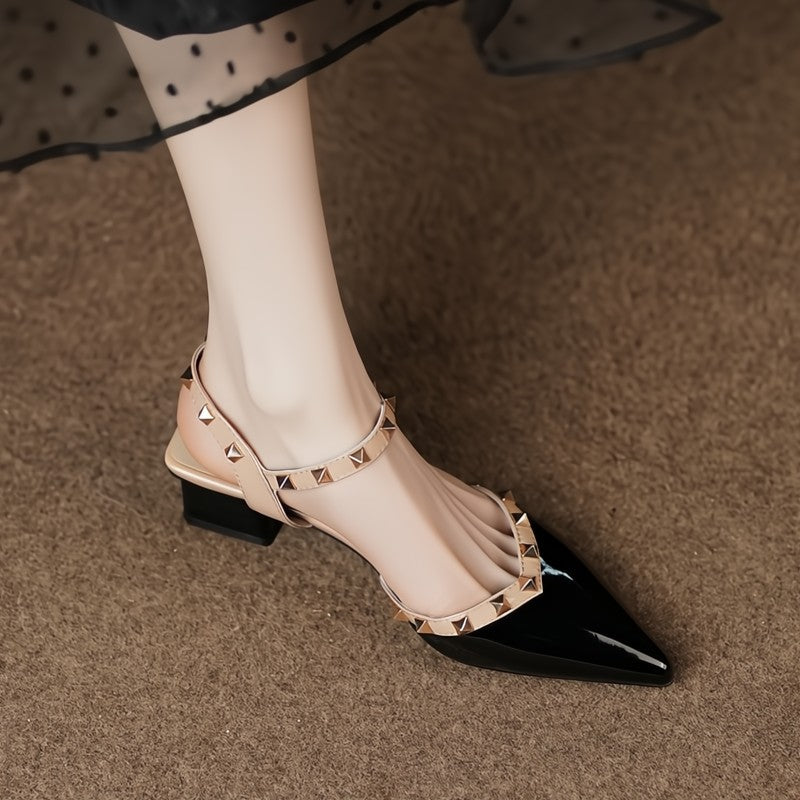 Women's Premium Leather Rivet Heels Corvine