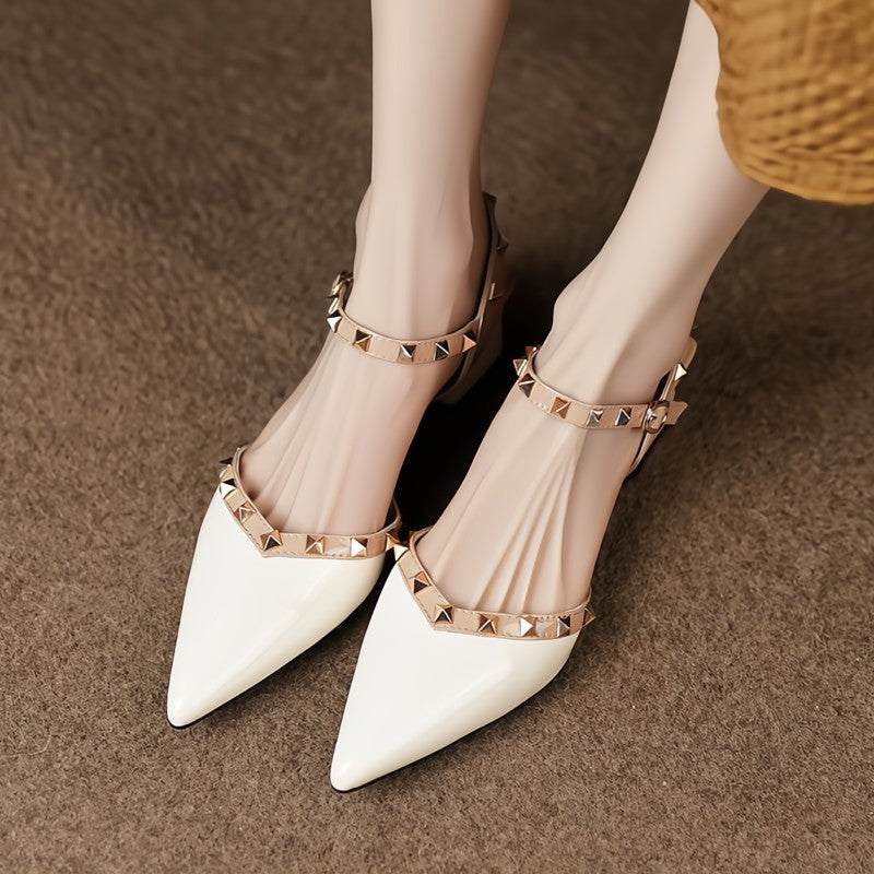 Women's Premium Leather Rivet Heels Corvine