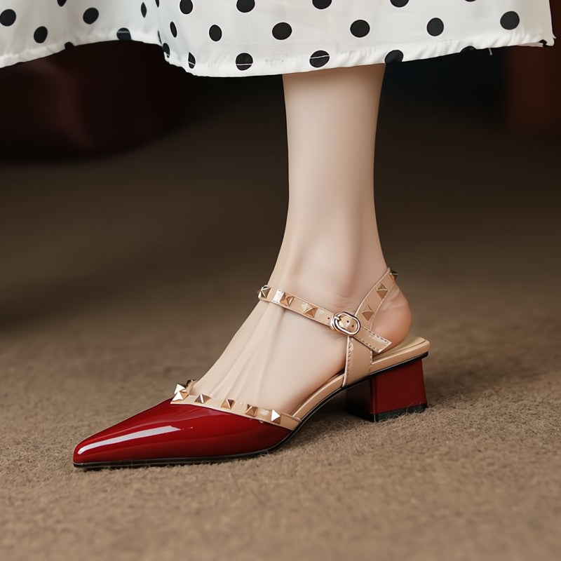 Women's Premium Leather Rivet Heels Corvine
