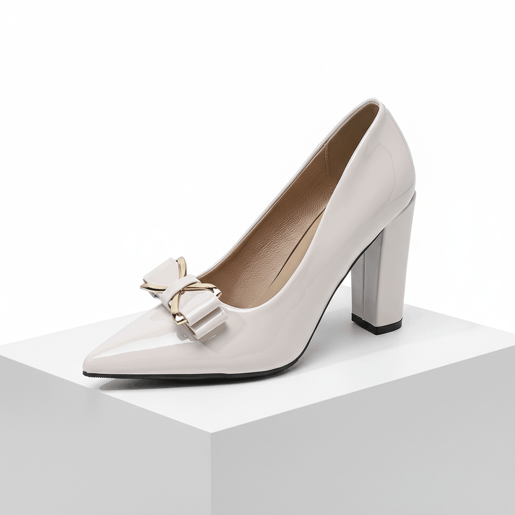 Women's Premium Leather Sculpted Bow Heels Corvine