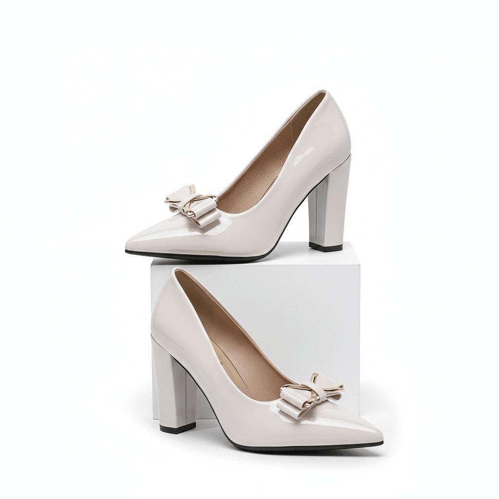 Women's Premium Leather Sculpted Bow Heels Corvine