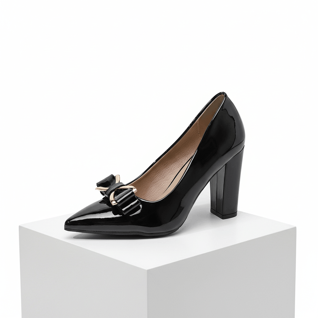 Women's Premium Leather Sculpted Bow Heels Corvine