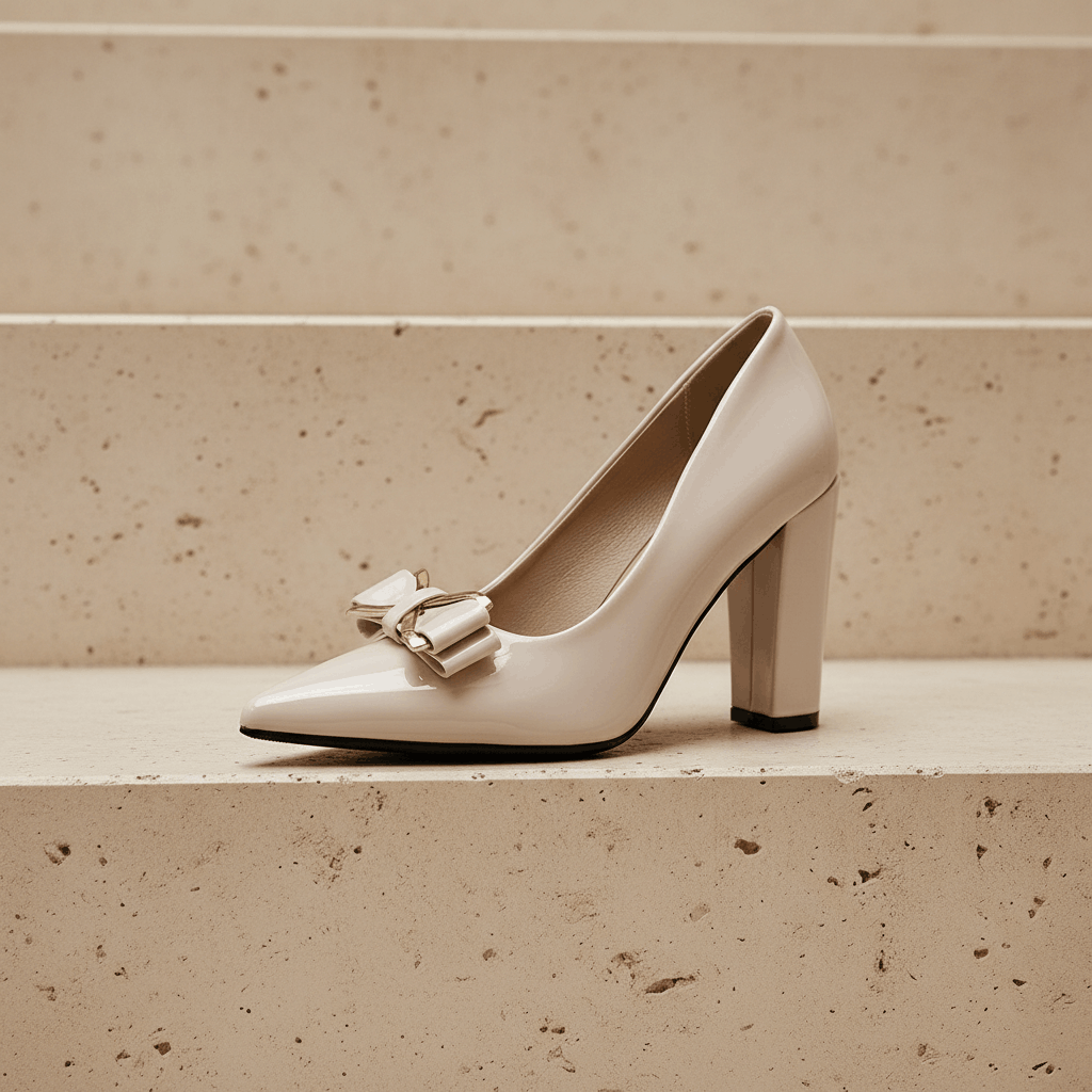 Women's Premium Leather Sculpted Bow Heels Corvine