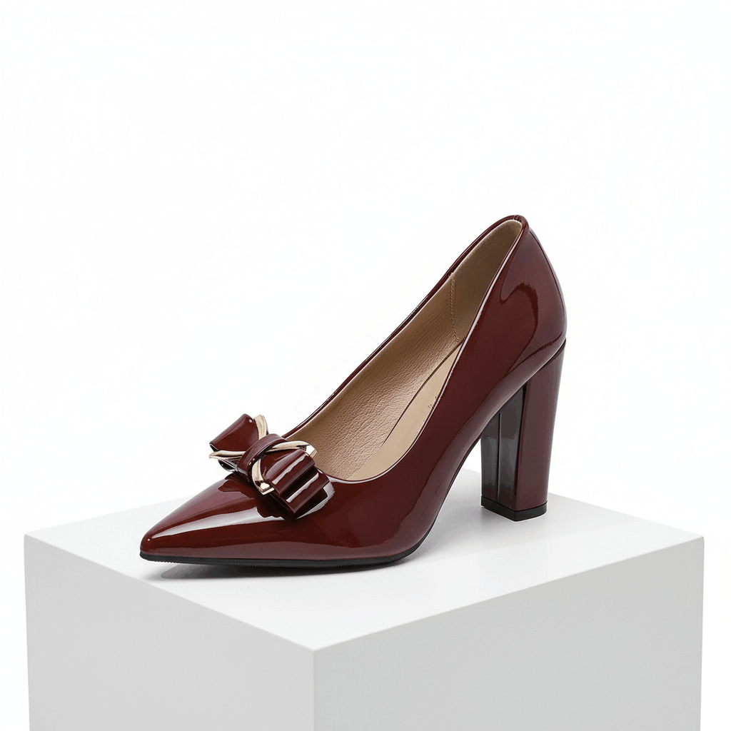 Women's Premium Leather Sculpted Bow Heels Corvine