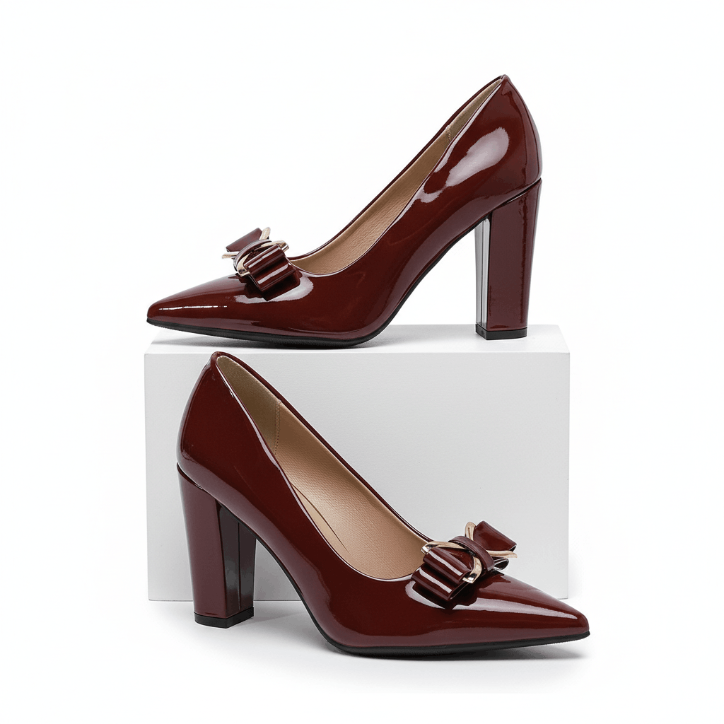 Women's Premium Leather Sculpted Bow Heels Corvine