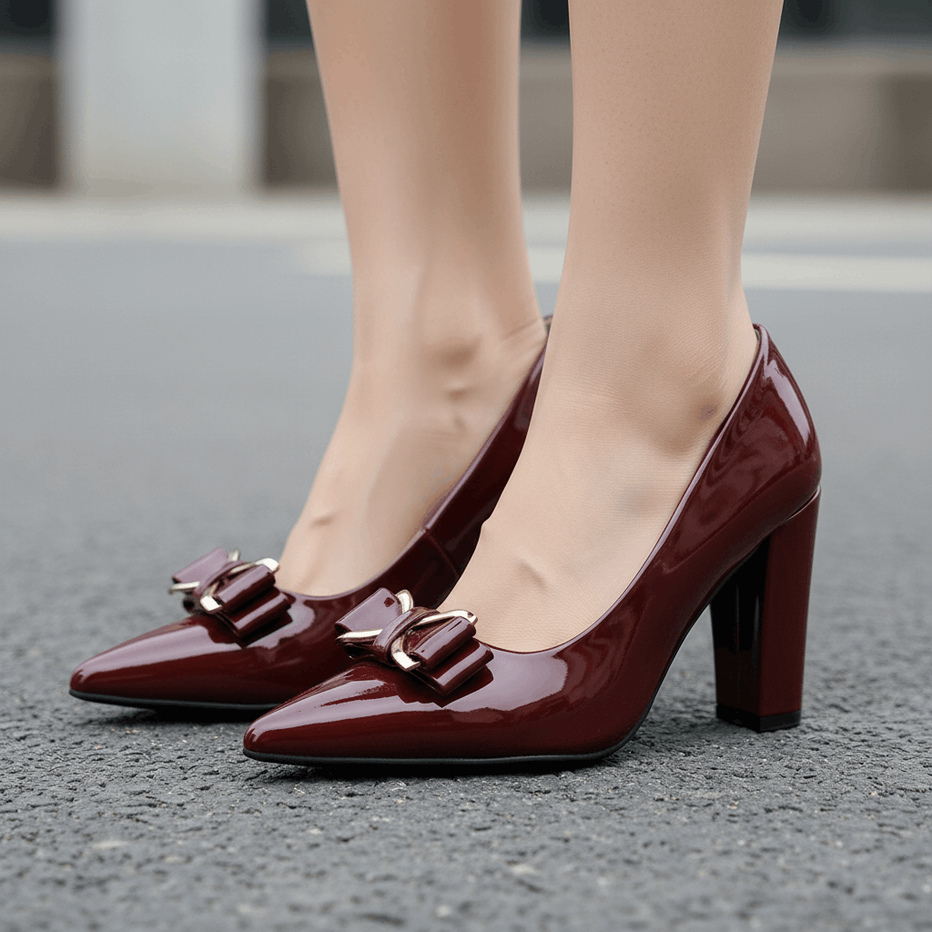 Women's Premium Leather Sculpted Bow Heels Corvine