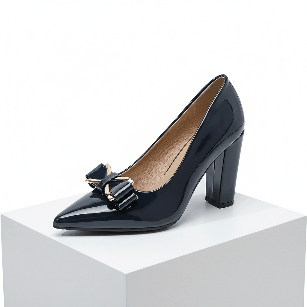 Women's Premium Leather Sculpted Bow Heels Corvine