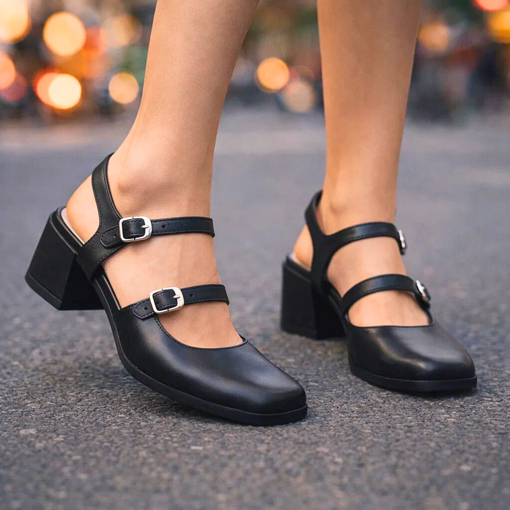 Women's Premium Leather Square-Toe Heels Corvine