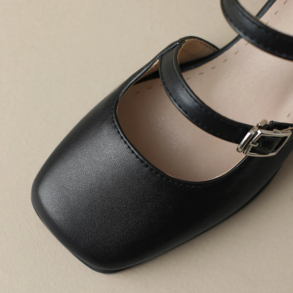 Women's Premium Leather Square-Toe Heels Corvine