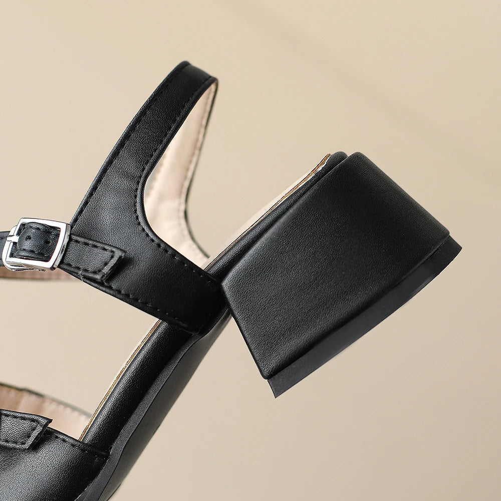 Women's Premium Leather Square-Toe Heels Corvine
