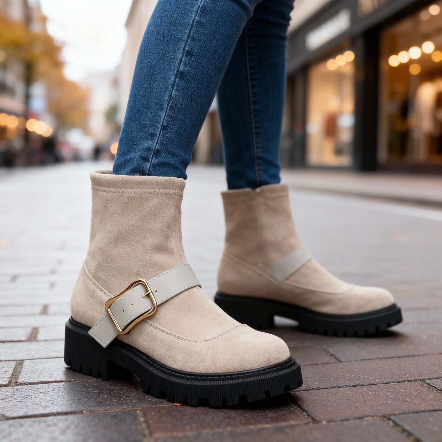 Women's Premium Suede Buckle Boots Corvine