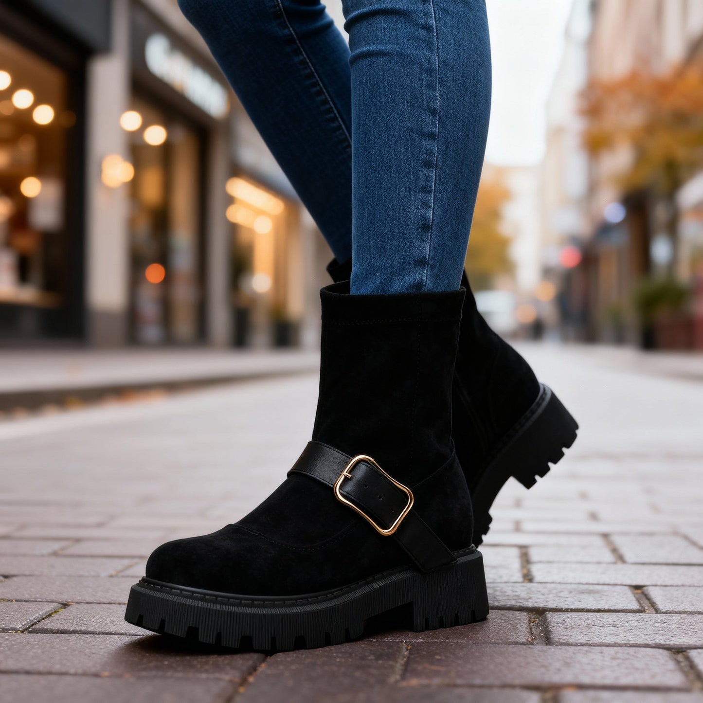 Women's Premium Suede Buckle Boots Corvine