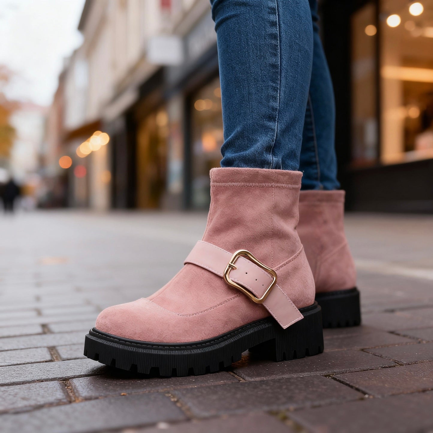 Women's Premium Suede Buckle Boots Corvine