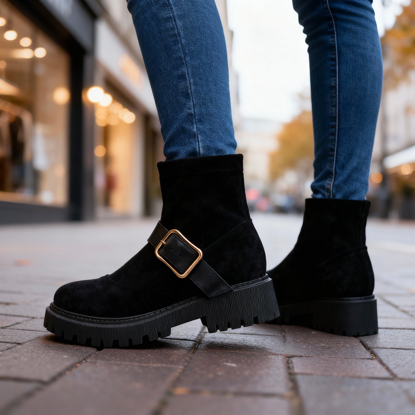 Women's Premium Suede Buckle Boots Corvine
