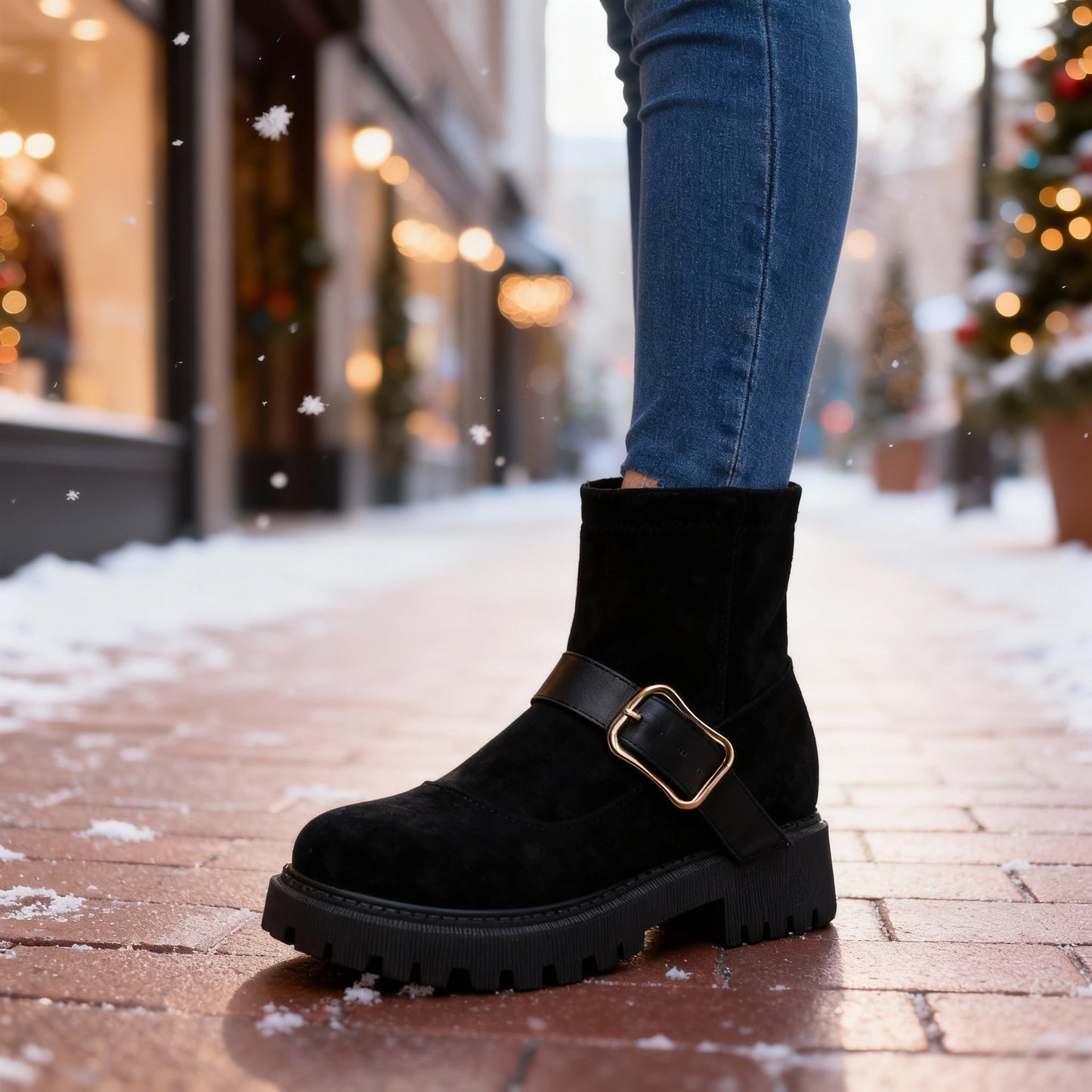 Women's Premium Suede Buckle Boots Corvine