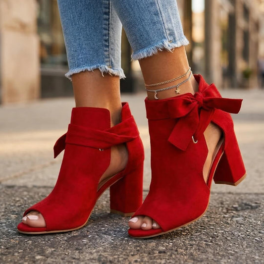 Women's Premium Suede Open Toe Block Heels Corvine