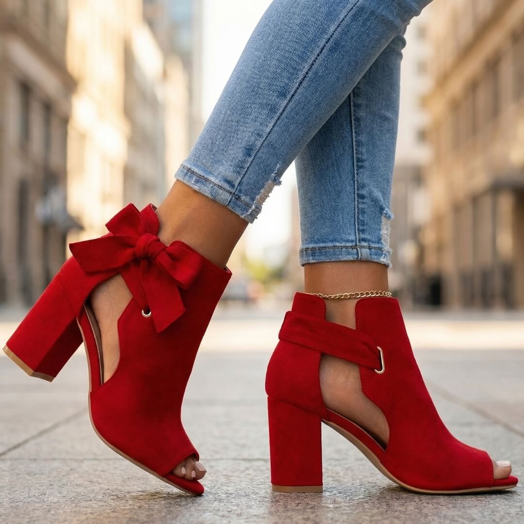 Women's Premium Suede Open Toe Block Heels Corvine