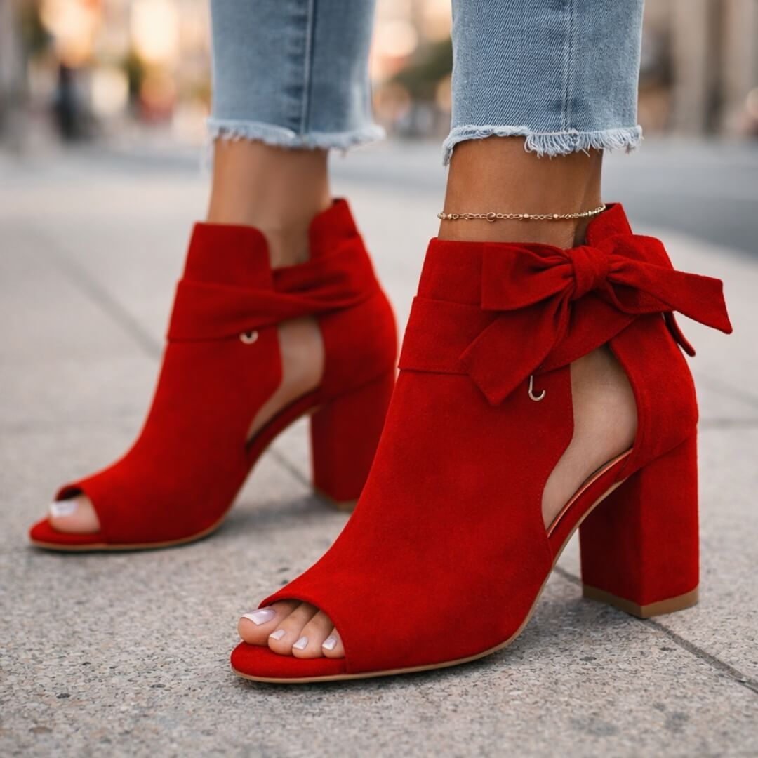 Women's Premium Suede Open Toe Block Heels Corvine