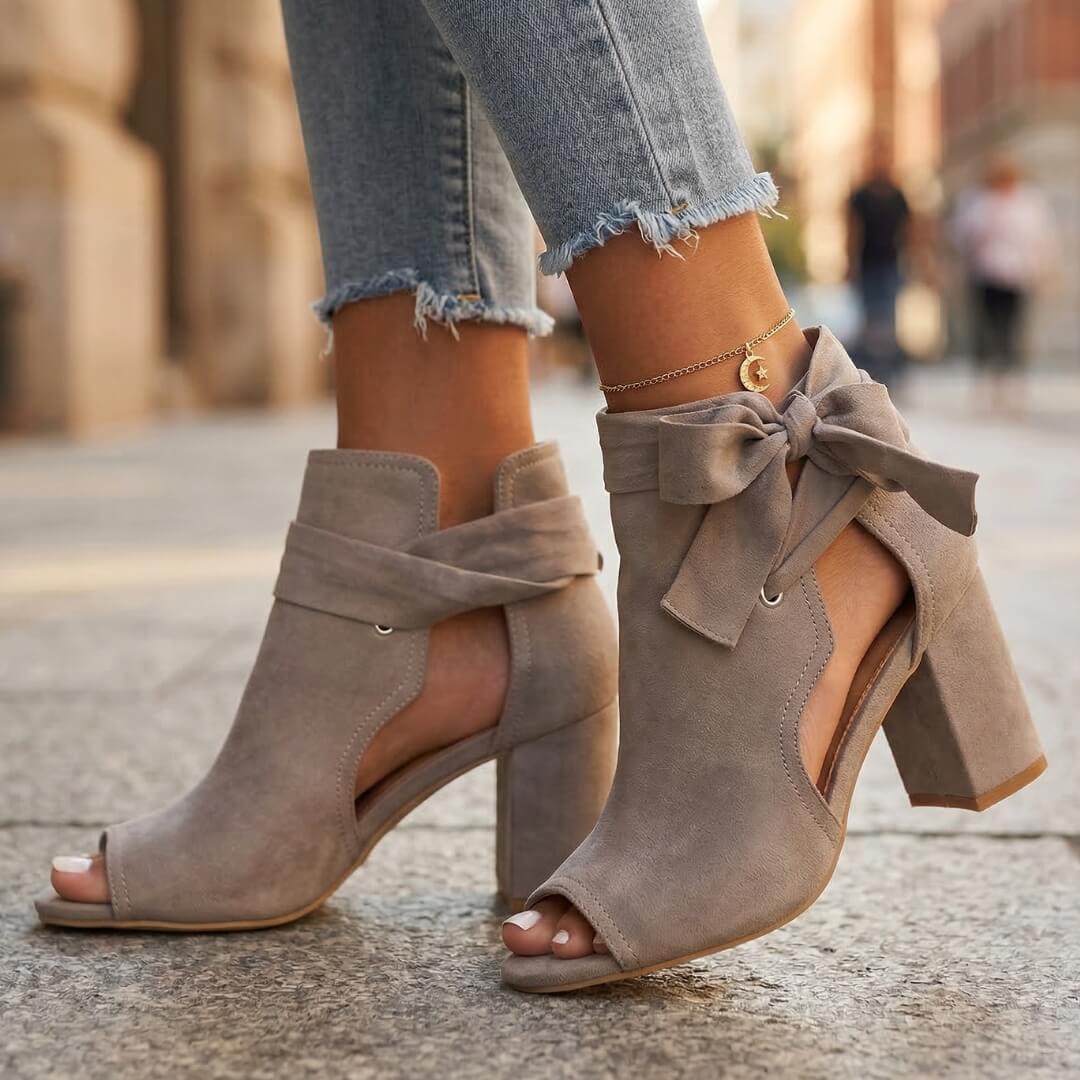 Women's Premium Suede Open Toe Block Heels Corvine