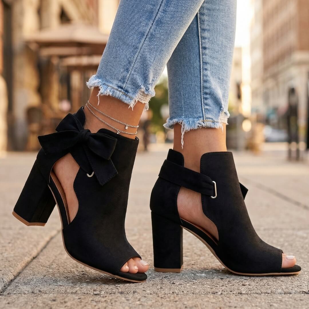 Women's Premium Suede Open Toe Block Heels Corvine